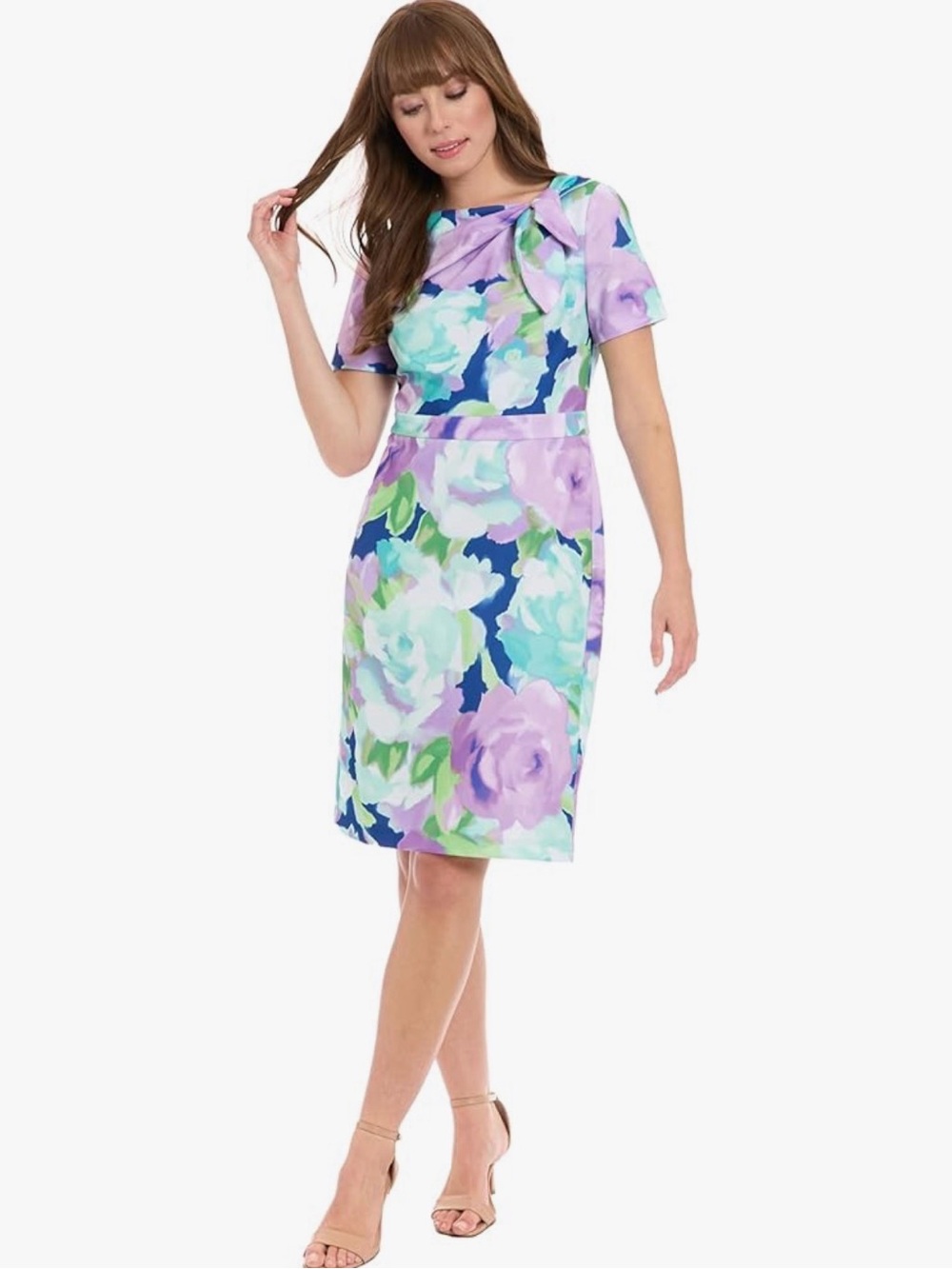 NWT London Times Side Tie-Neck Sheat dress 10
